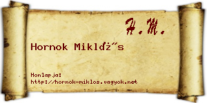 Hornok Miklós névjegykártya